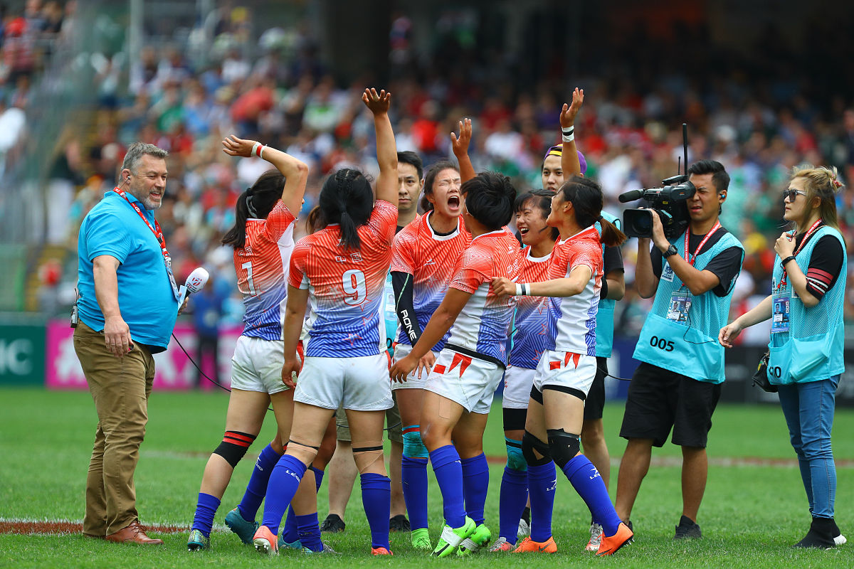 2018年4月6日,中国香港,2018世界女子七人橄榄球系列赛次日赛况.