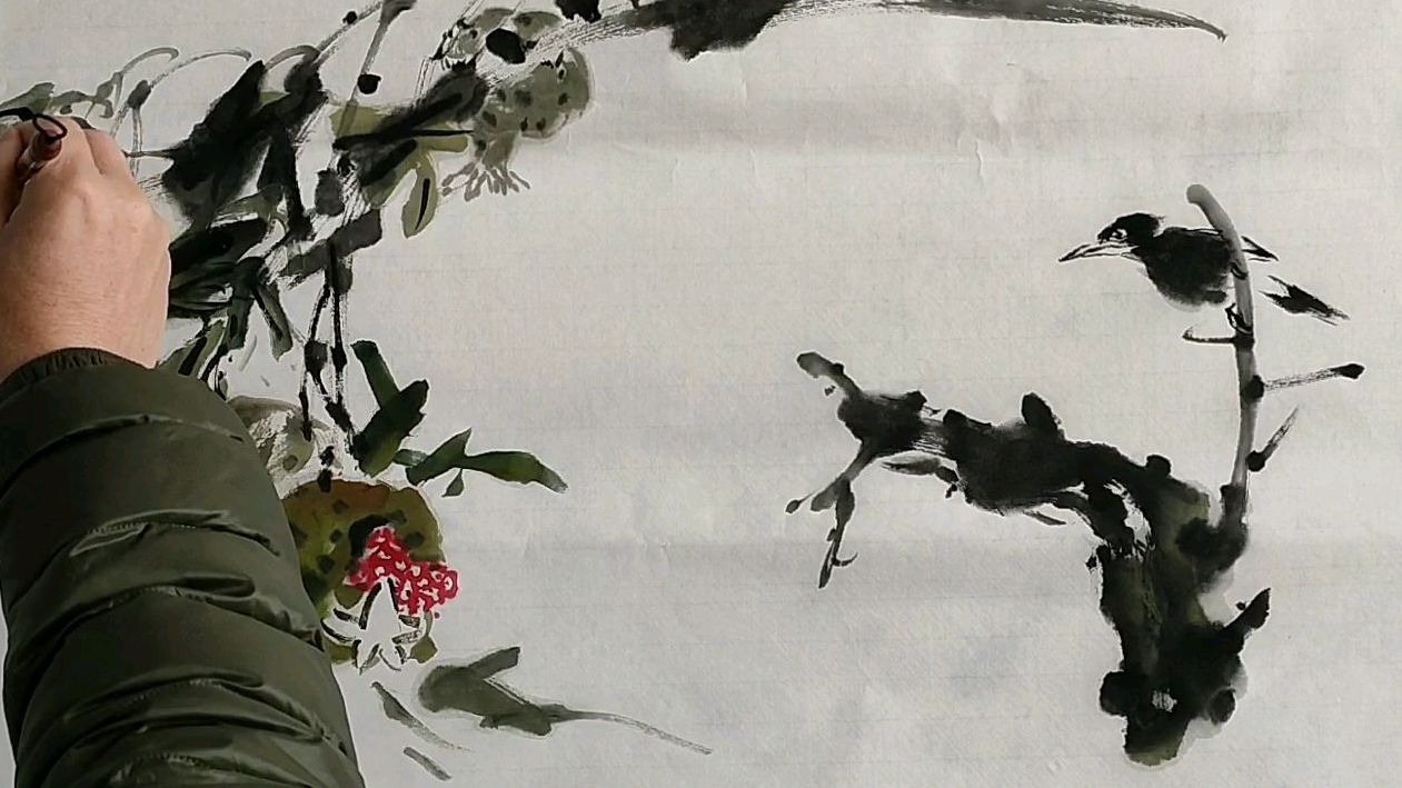 老师的笔法学吴昌硕齐白石很到位,其实学画就是要先学古人