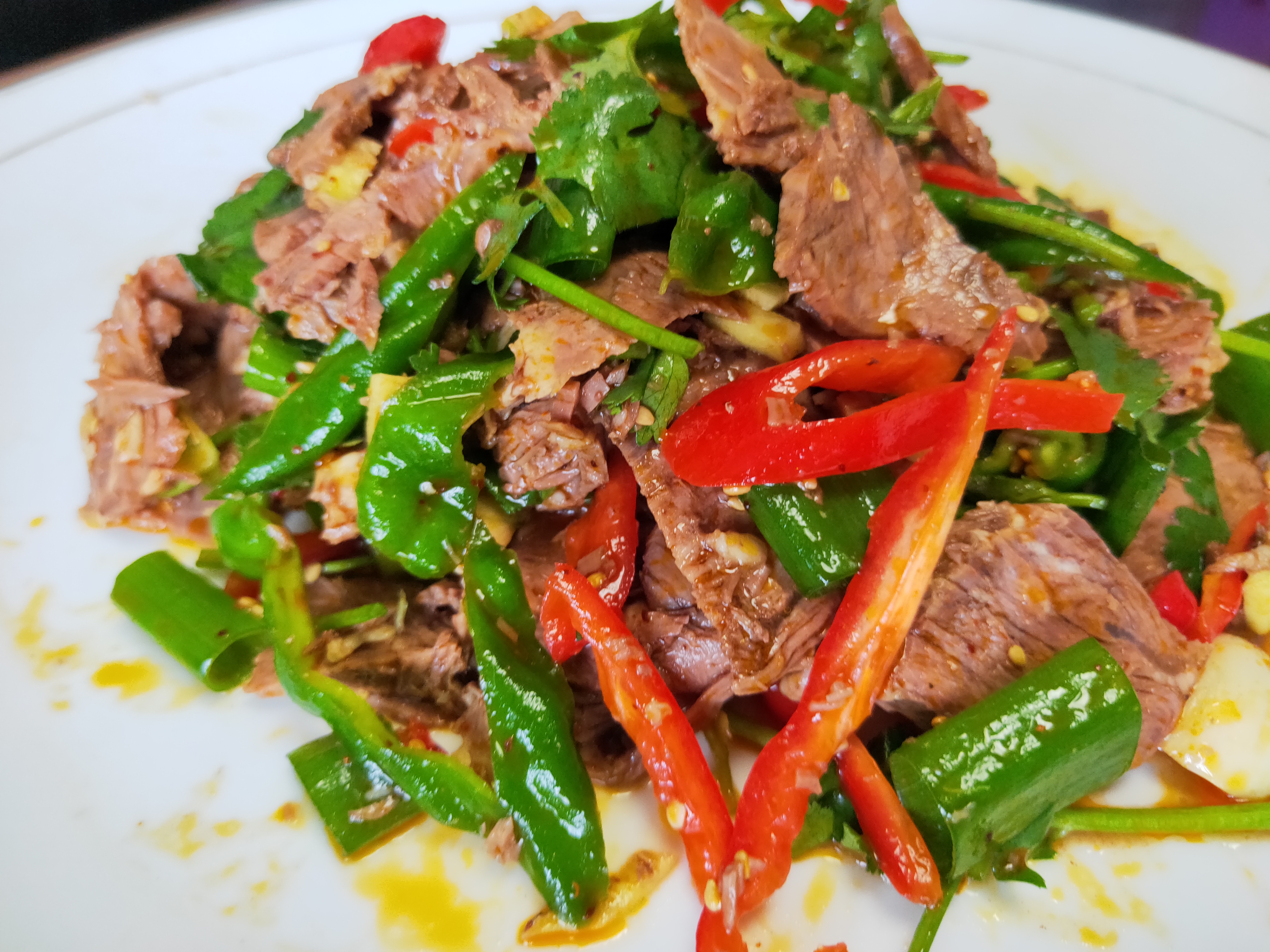 小伙在家凉拌一盆牛肉,这样拌出来的牛肉全家都爱吃,上桌抢光