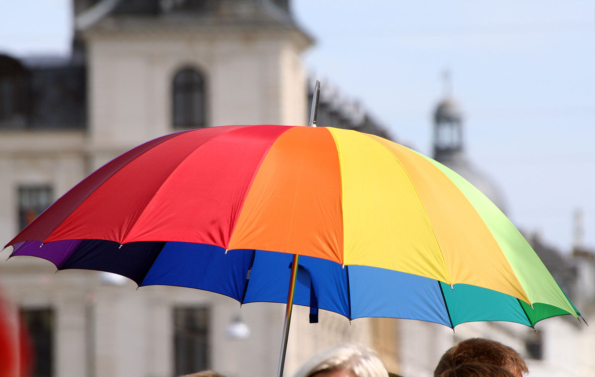 rainbow colored umbrella
