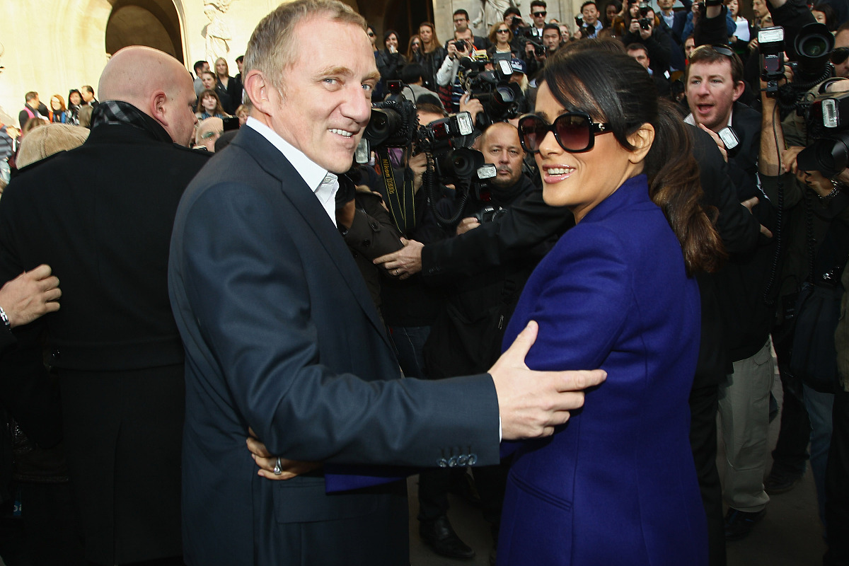 paris, france - october 01: francois-henri pinault (l) nd salma 