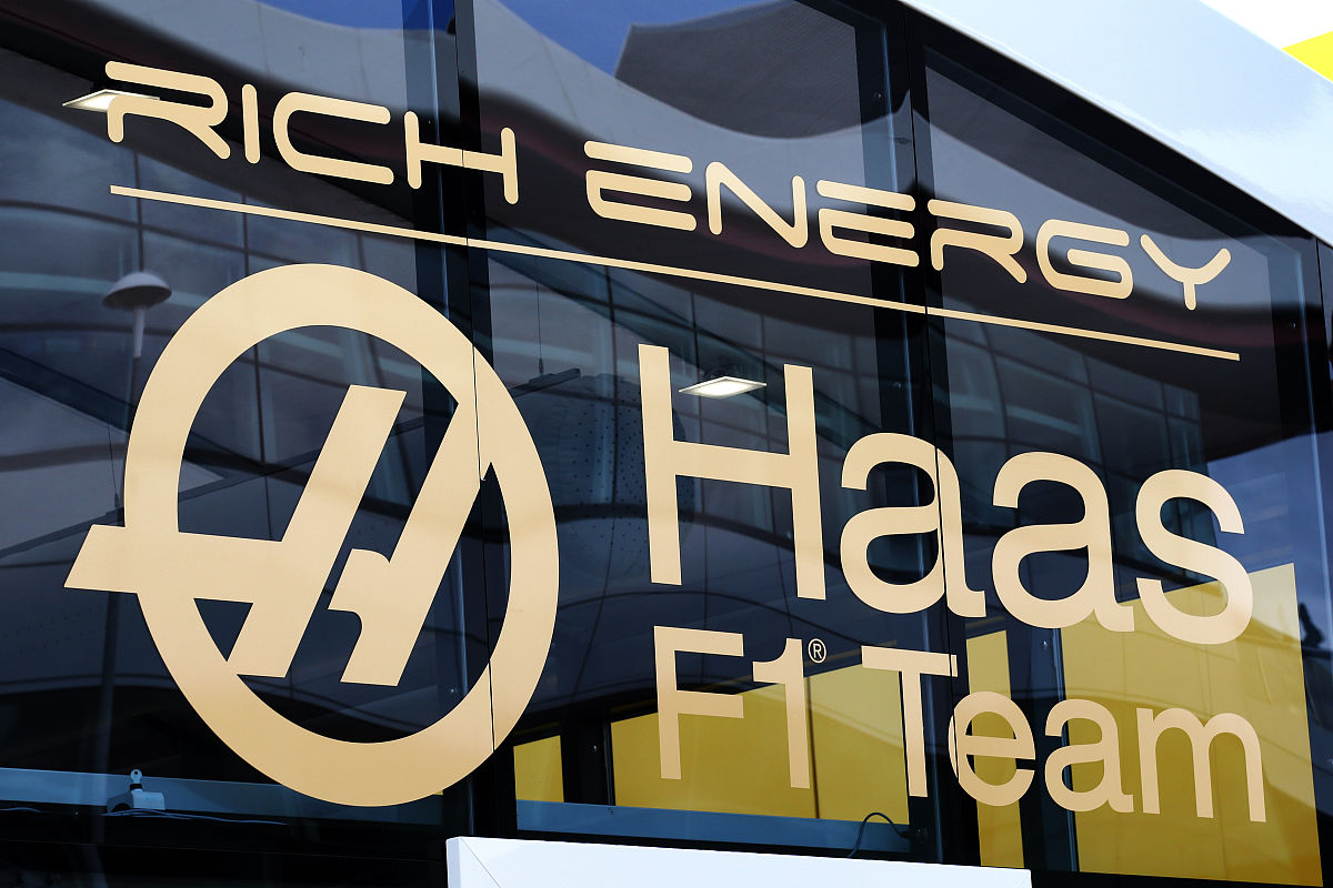 haas f1 team logo with rich energy branding.  11.07.2019. formul