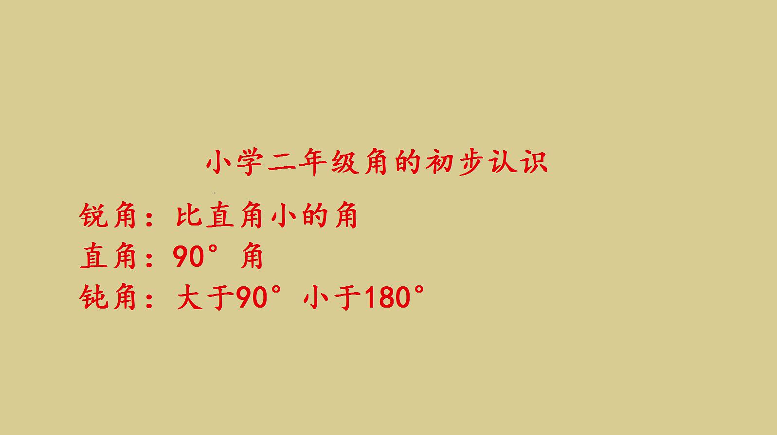 [图]二年级数学：钝角，锐角，直角，角的初步认识