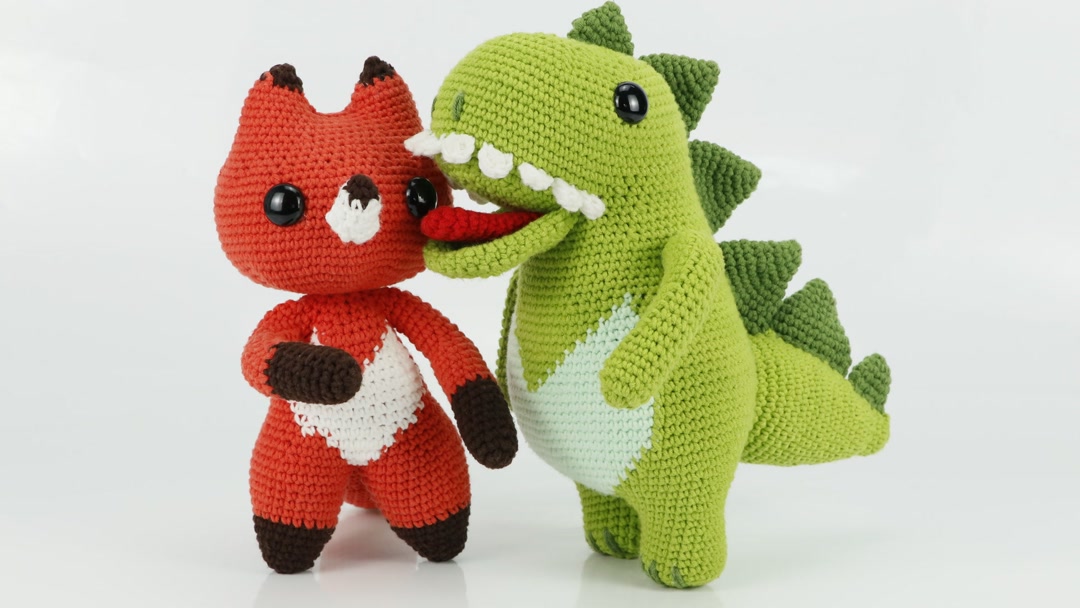 沫沫妈编织 纯手工钩针牛奶棉毛线编织 恐龙玩偶视频教程