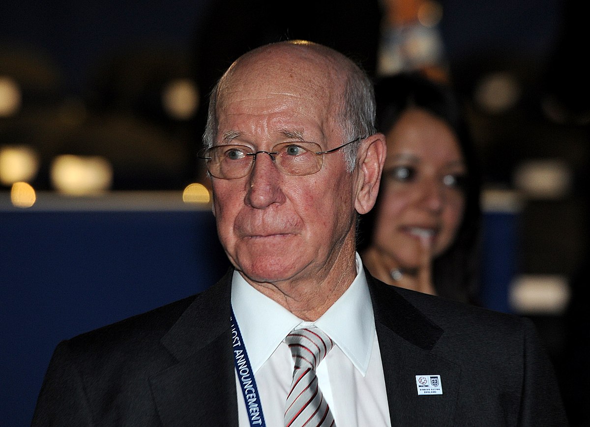 sir bobby charlton after the announcement of the fifa world cup 