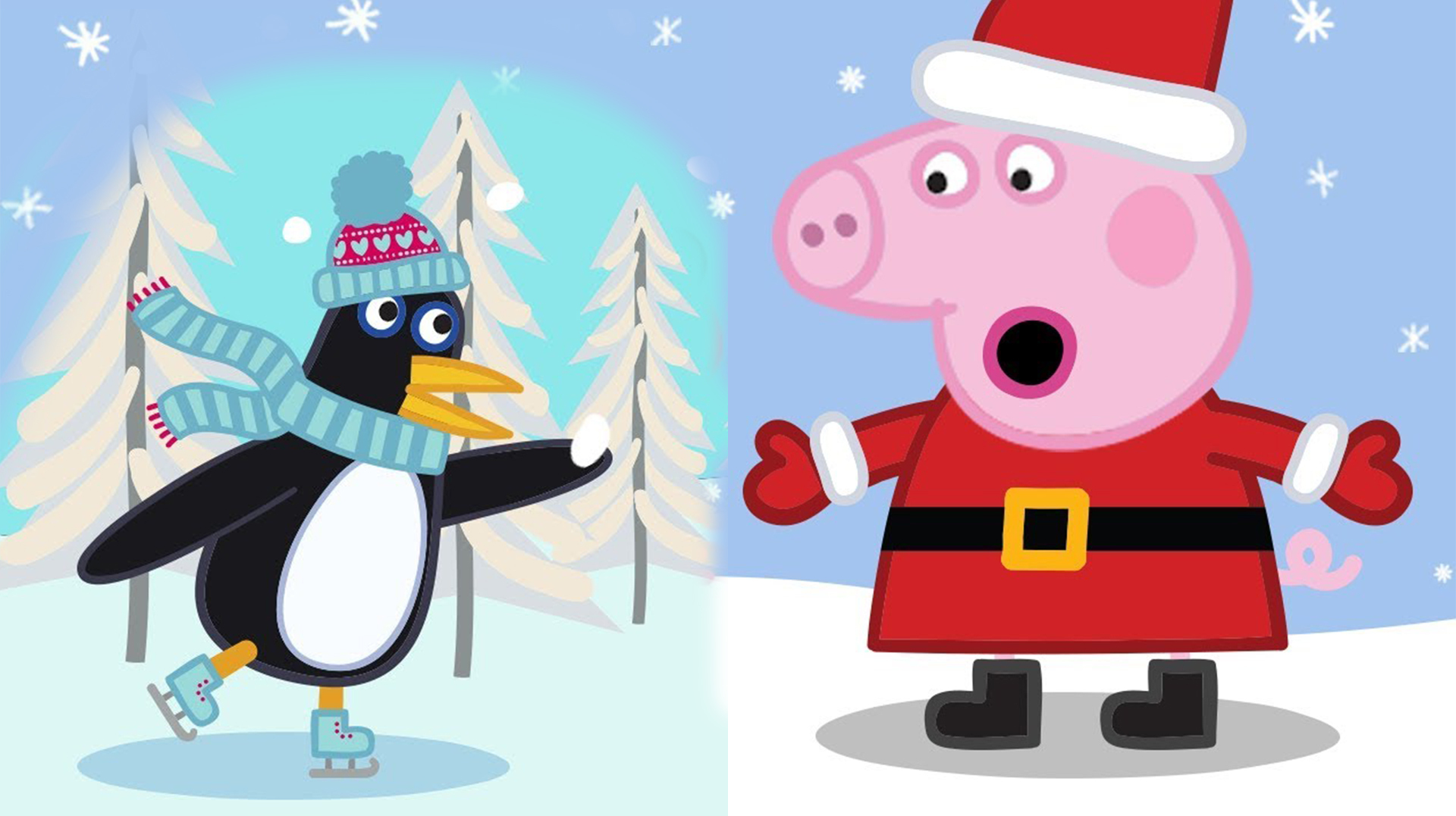 小猪佩奇穿上圣诞衣服来到南极遇到企鹅先生 简笔画