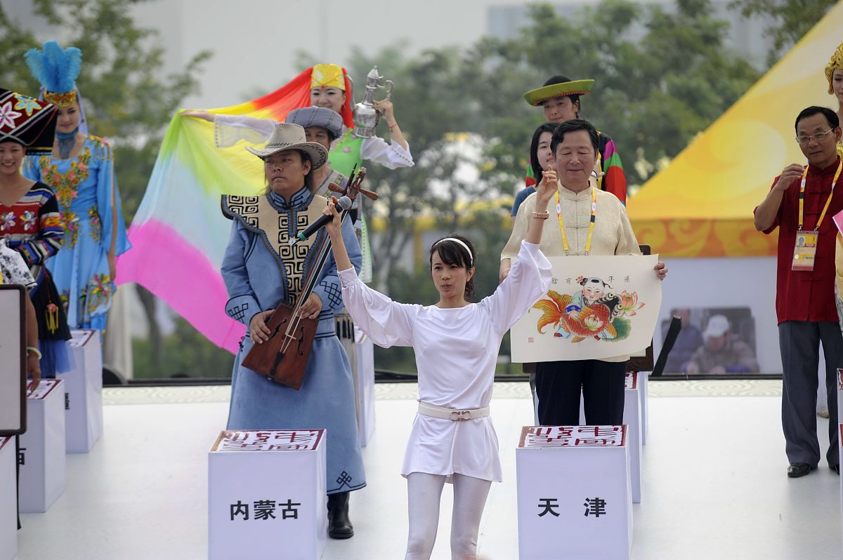 2008年8月9日,北京,《中国故事》大型文化展示活动在奥林匹克中心区正