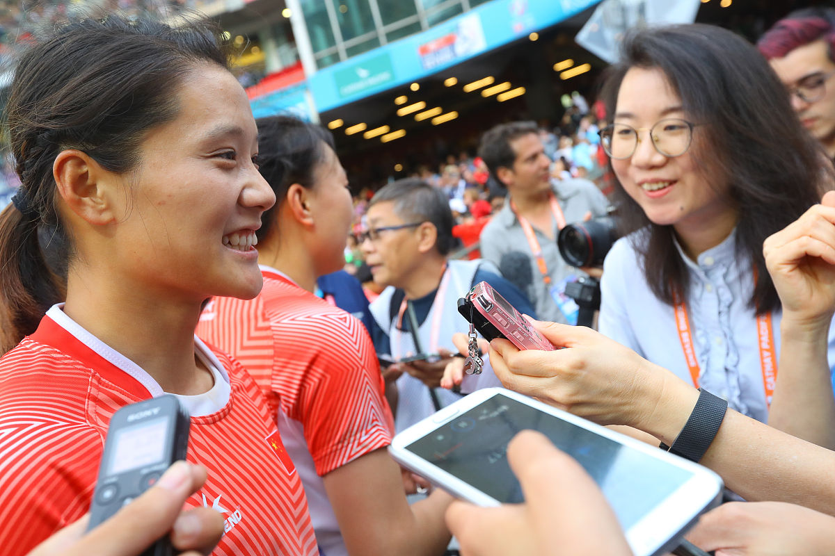 2018年4月6日,中国香港,2018世界女子七人橄榄球系列赛次日赛况.