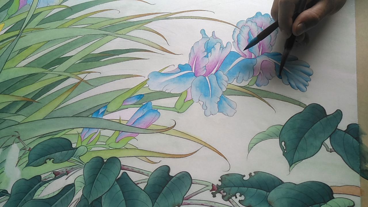 工笔画花瓣分染教学视频