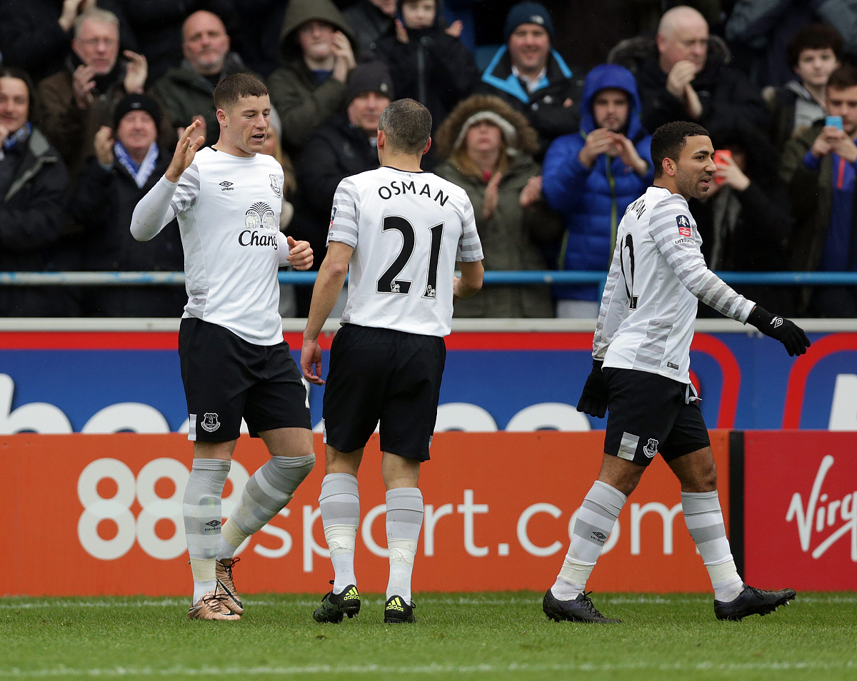 carlisle, england - january 31:  ross barkley (l) of everton cel