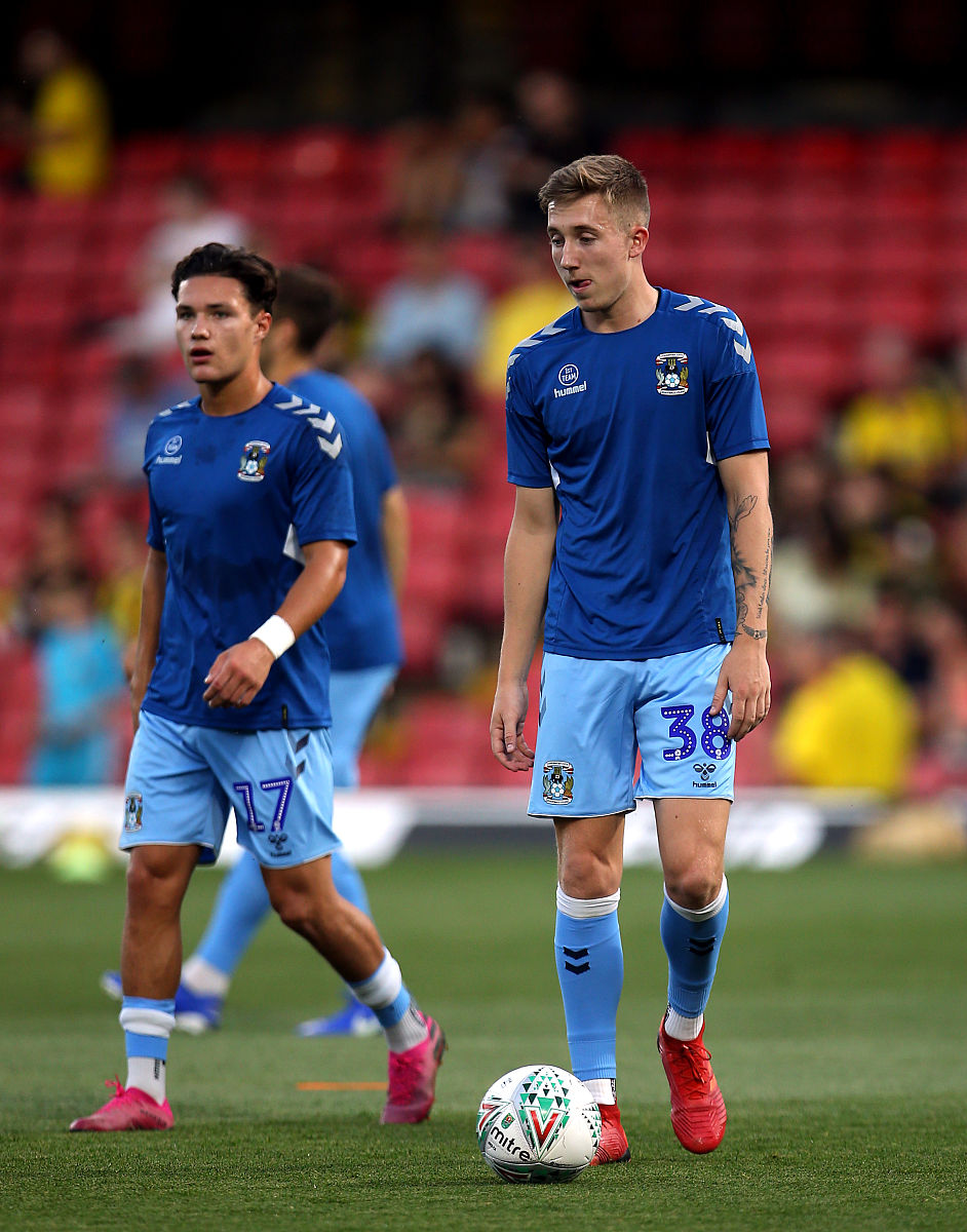 coventry city's josh eccles warms up before the carabao cup seco