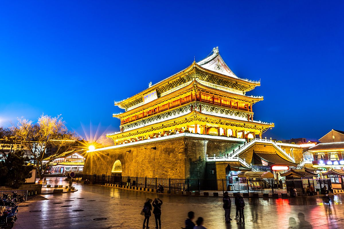 ***_***西安地标建筑,鼓楼夜景.