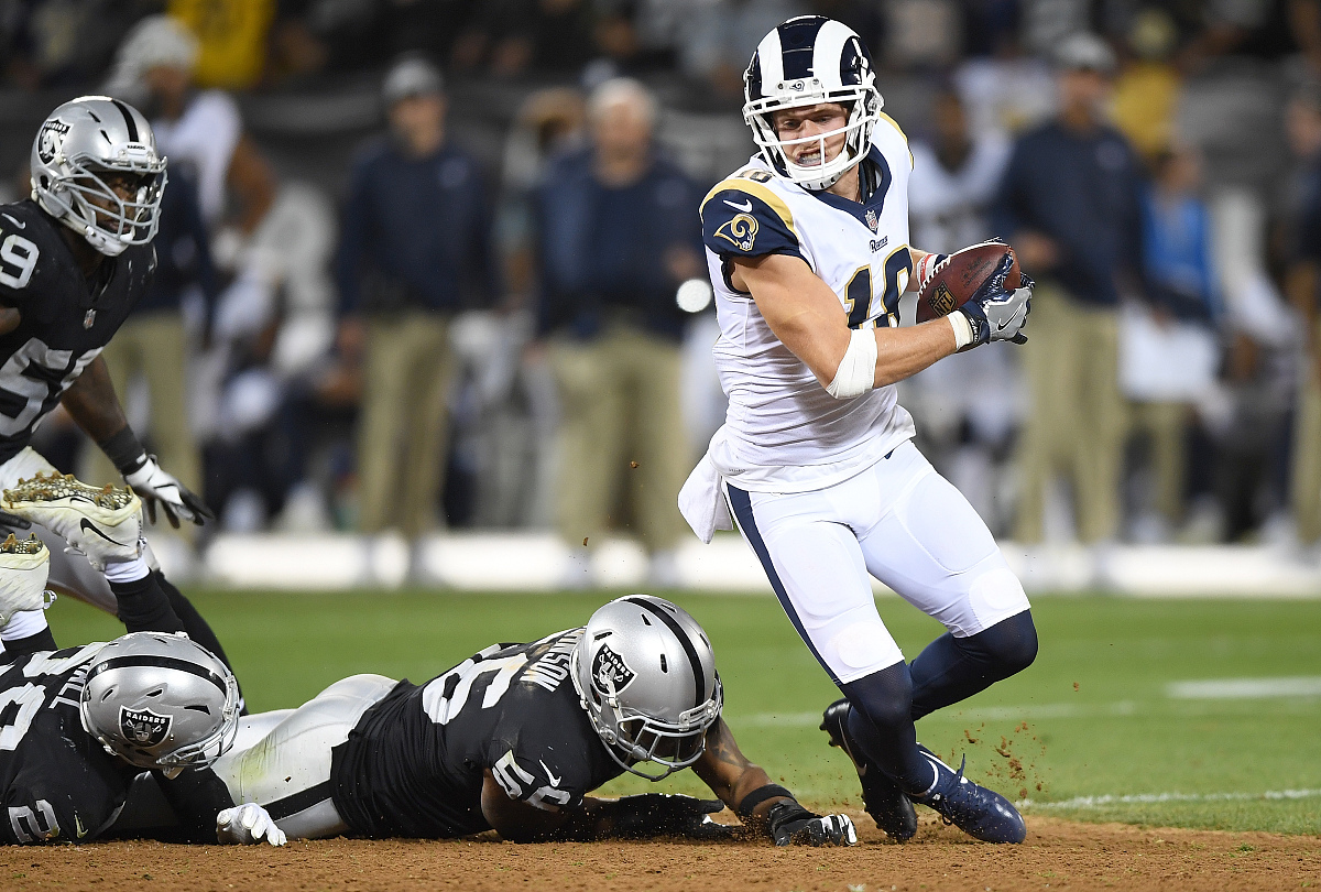 oakland, ca - september 10:  cooper kupp #18 of the los angeles 
