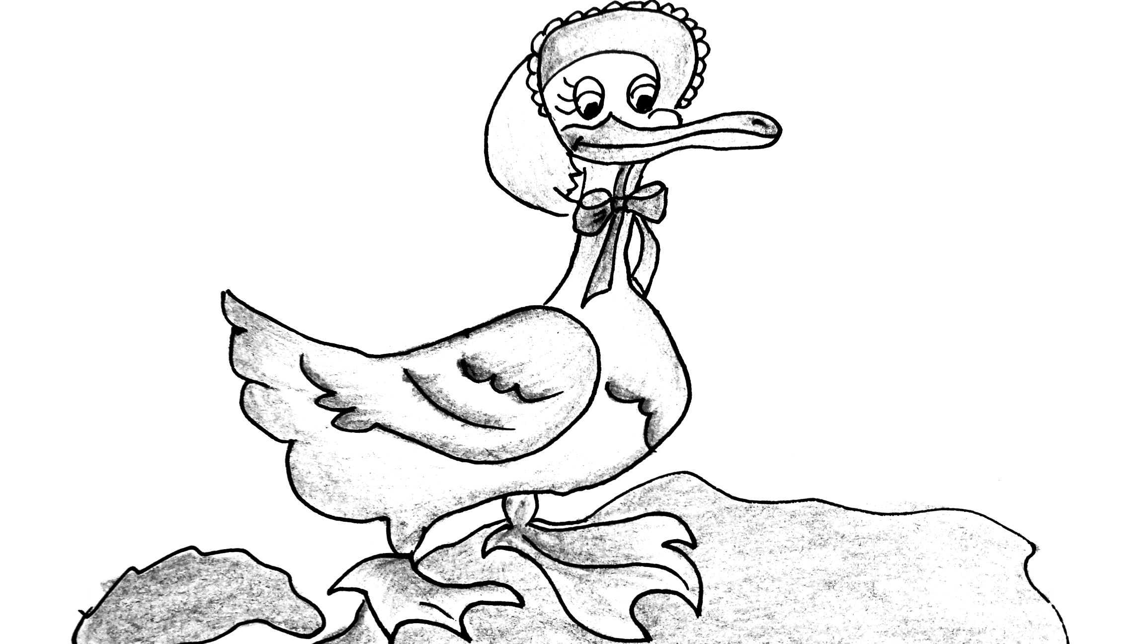 简单画一个包着头巾的鸭妈妈