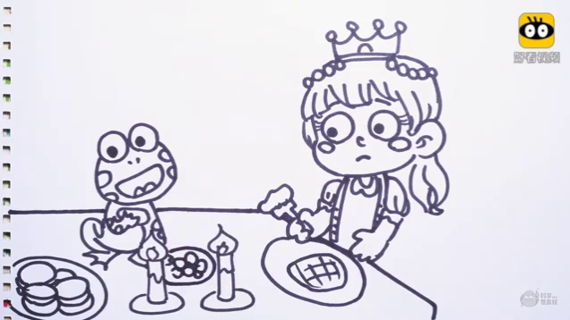 神笔简笔画 中外童话 公主和王子用餐,儿童绘画马克笔教程大全