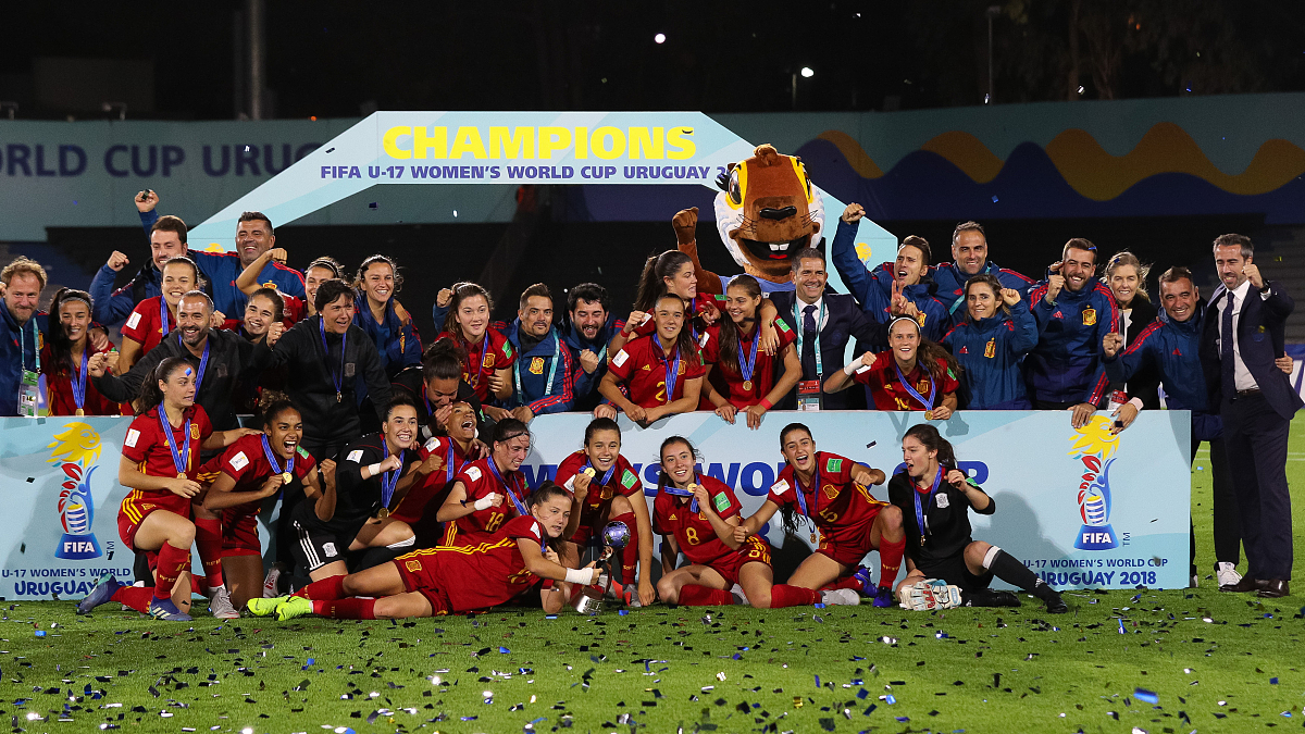 2018年12月1日,乌拉圭,2018 u17女足世界杯决赛,西班牙2-1墨西哥.***_