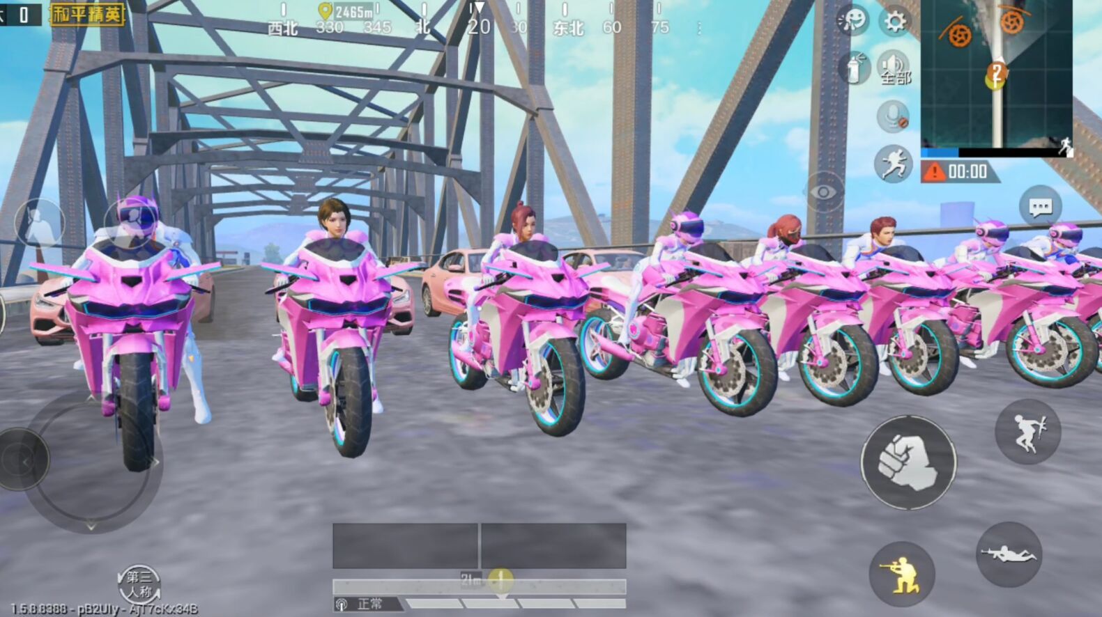 八台火箭少女川崎摩托车皮肤,这像不像土豪的飙车现场?