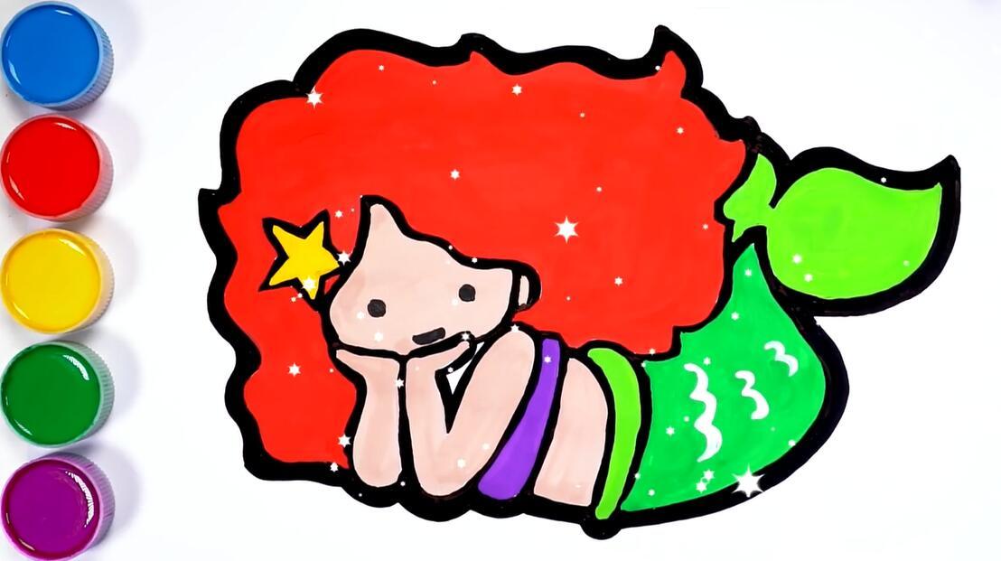 儿童早教绘画视频,教孩子们绘制卡通的美人鱼