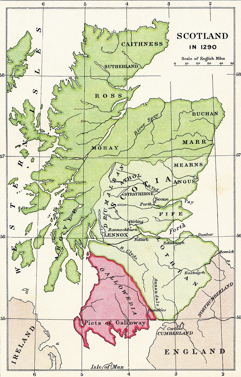 1290年间绘制的苏格兰地图.***_***map of scotland in 1290. from th