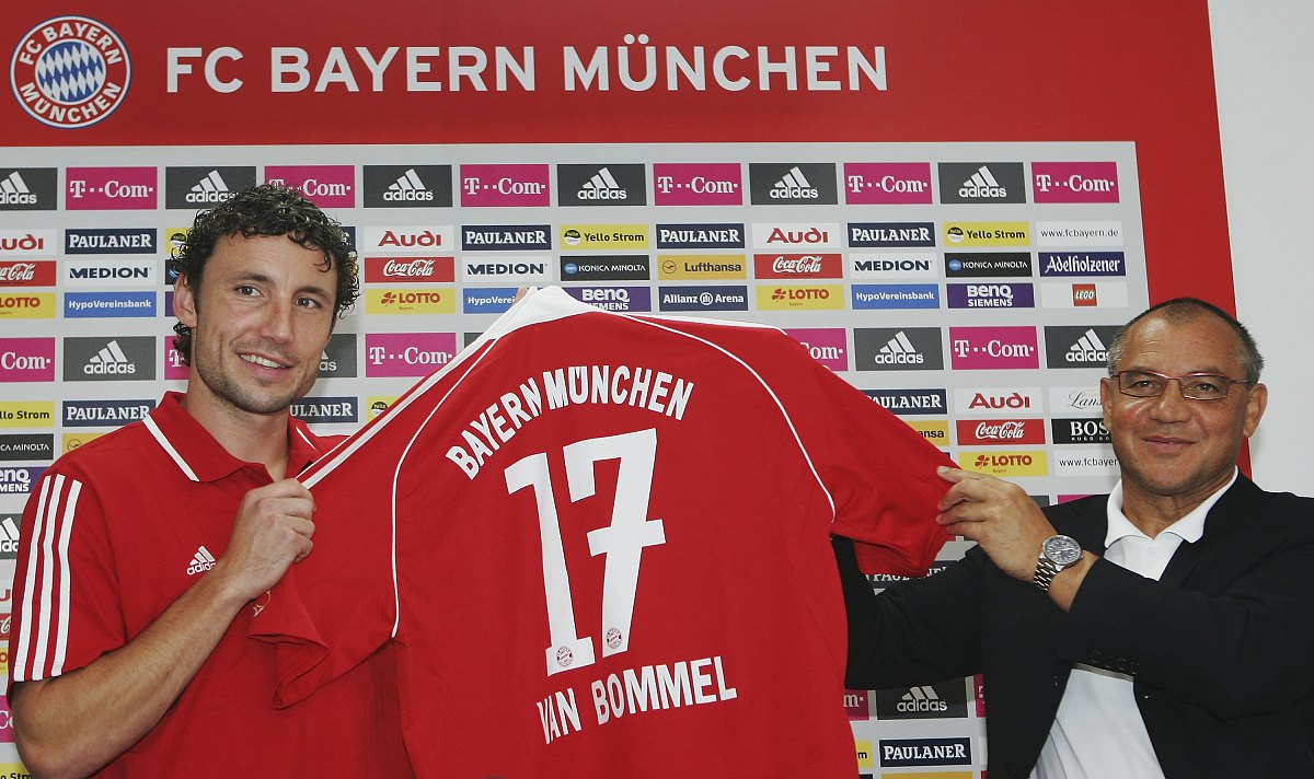 munich, germany - august 28: new signing mark van bommel smiles 