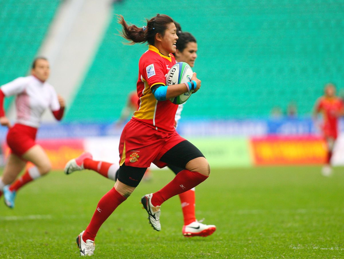 2013年3月31日,广州,2013世界女子七人制橄榄球赛,中国53-0突尼斯.***