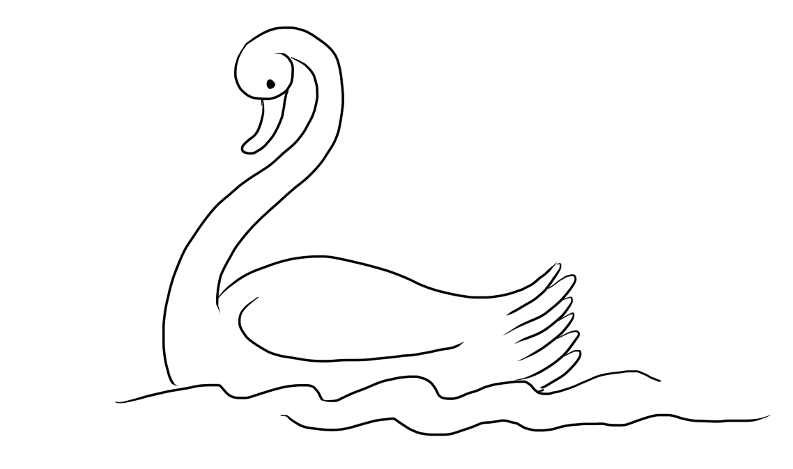 水里游的白天鹅儿童简笔画