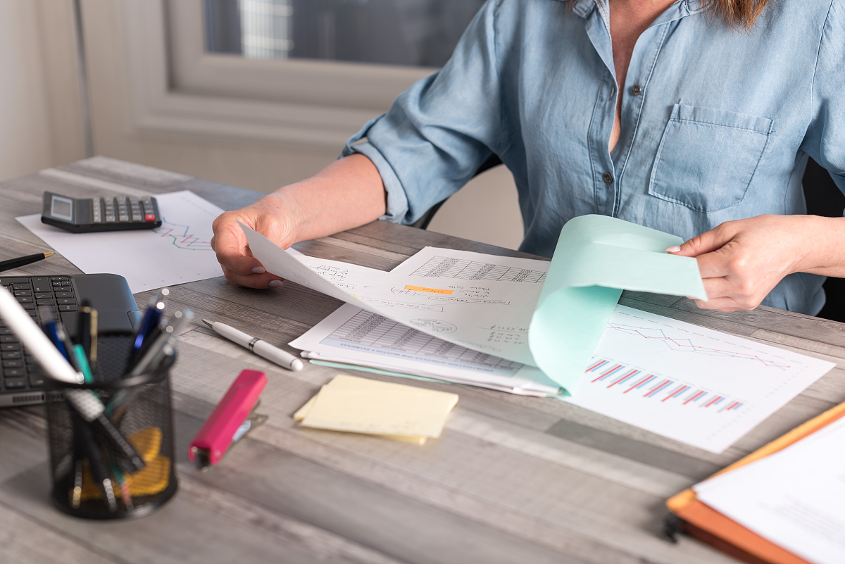 businesswoman working on documents