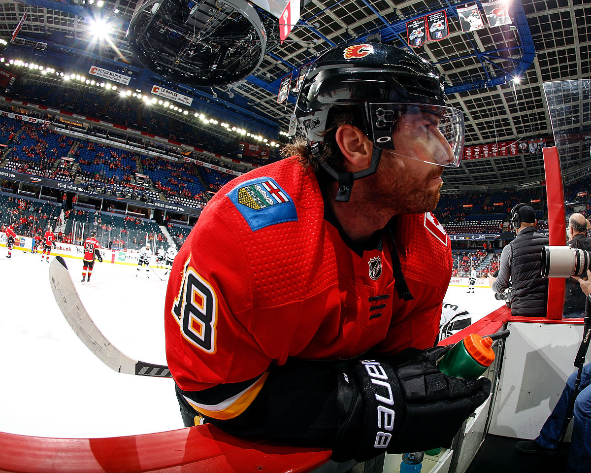 calgary, ab - march 25: james neal #18 of the calgary flames war