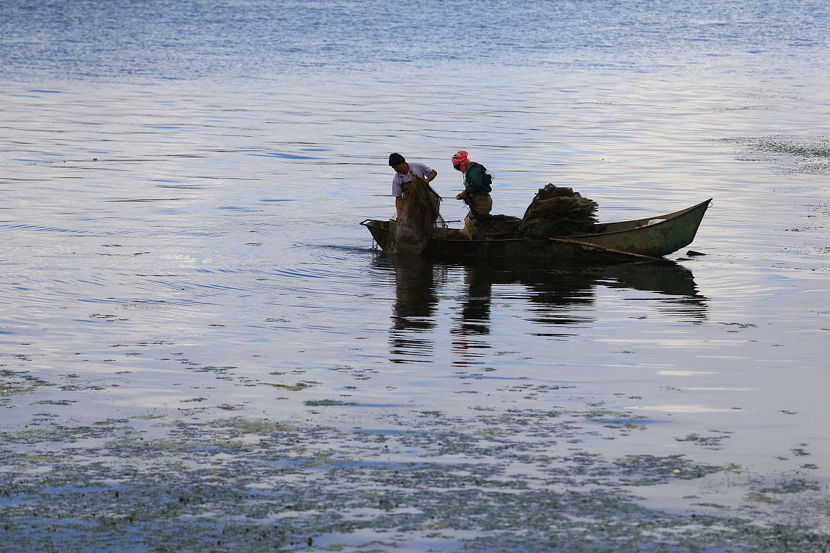  2013年8月3日,云南大理白族自治州,居住在洱海的人们.洱海是一个高原