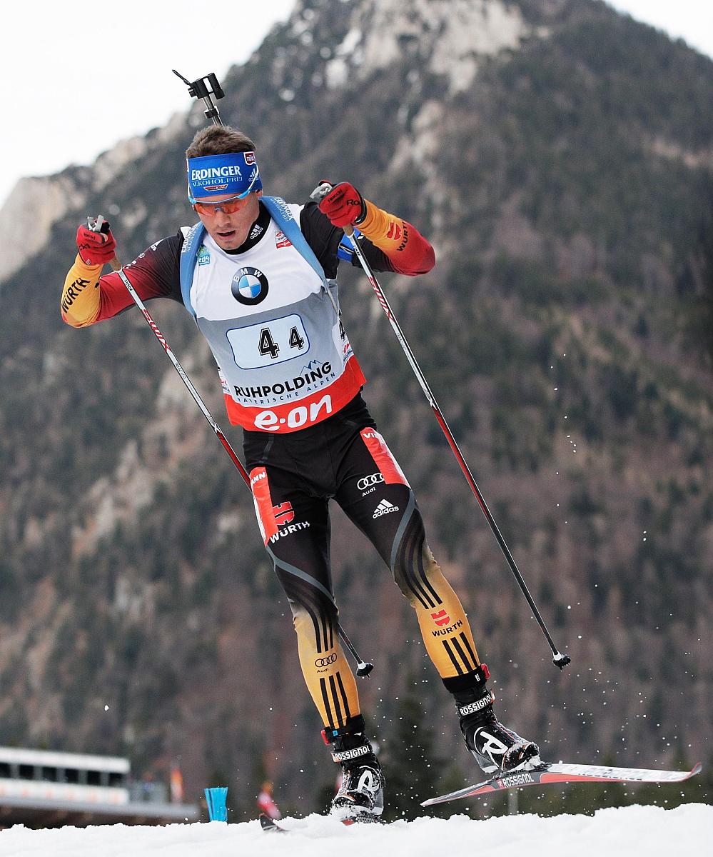 ruhpolding, germany - january 09:  simon schempp of germany in a