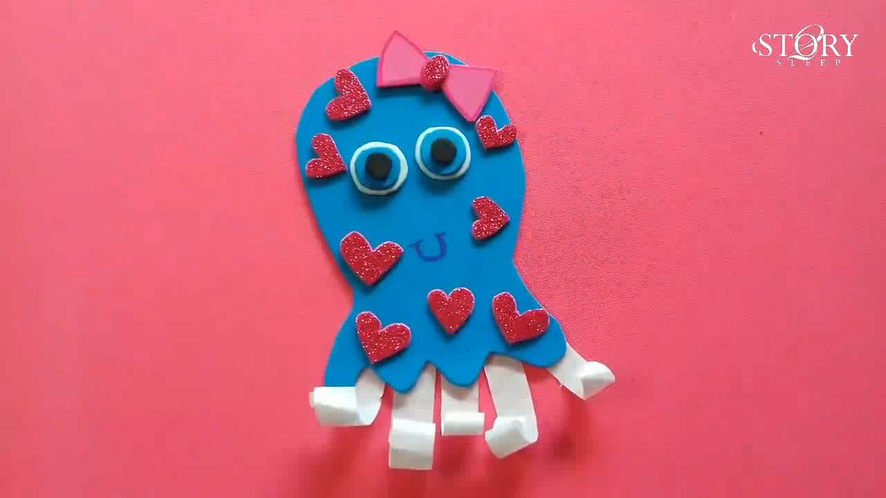 幼儿手工DIY, 陪孩子一起制作一只可爱的小章鱼妹妹