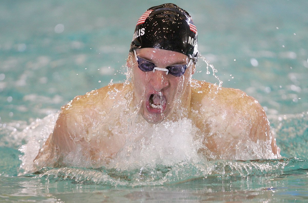 east meadow, ny - february 03:  robert margalis swims in the 400