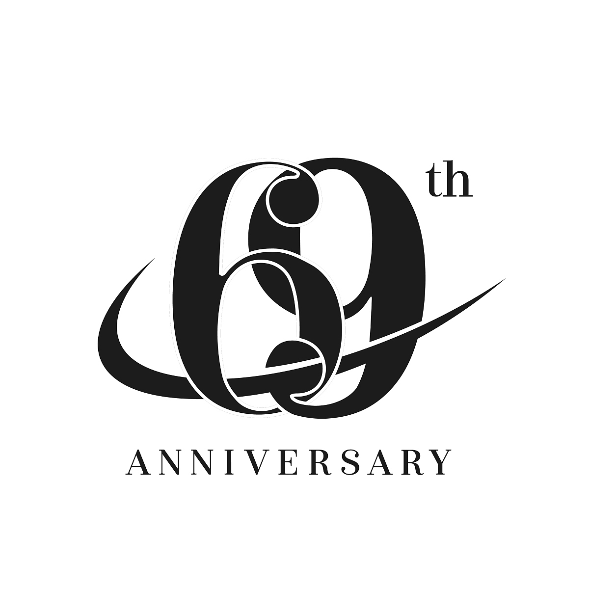 69 anniversary celebration simple monogram design. pictogram vec