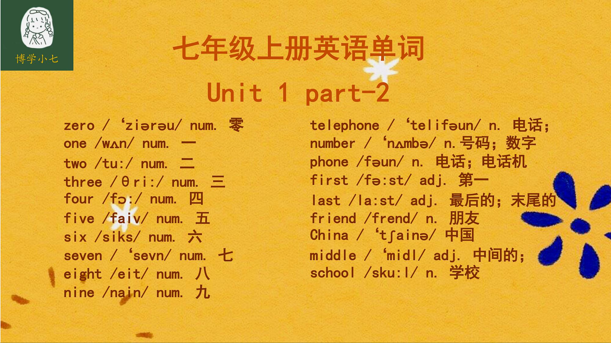 [图]七年级上册英语单词unit1第二弹,数字类单词从零开始,简单好记