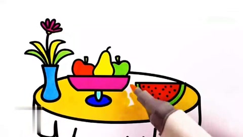 给宝宝画餐桌简笔画涂色彩
