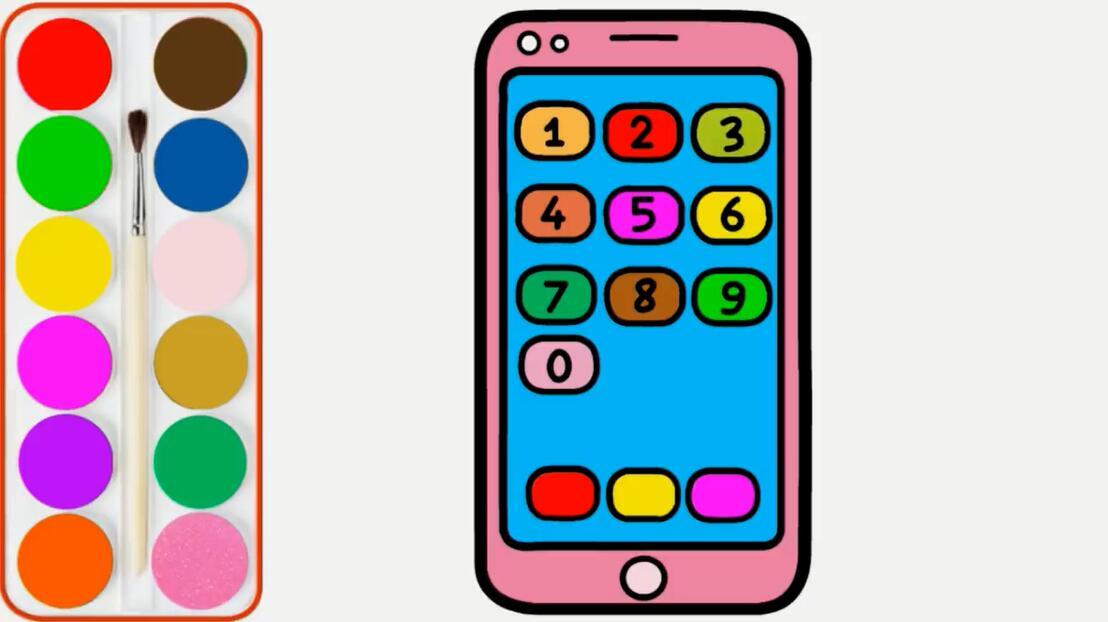 儿童早教绘画视频,教孩子们绘制闪光的智能手机