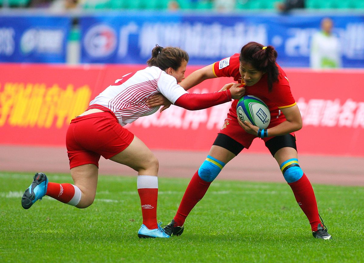 2013年3月31日,广州,2013世界女子七人制橄榄球赛,中国53-0突尼斯.***