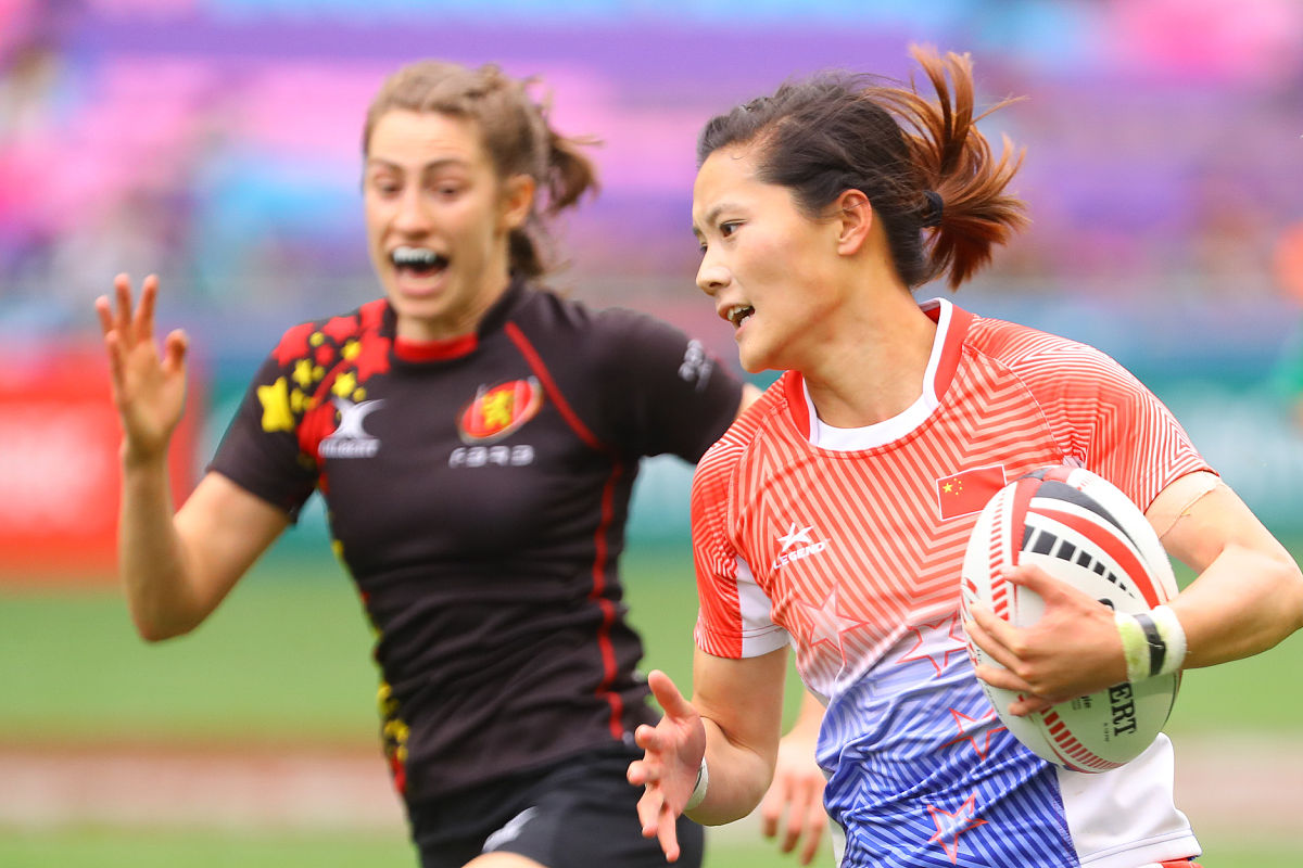 2018年4月6日,中国香港,2018世界女子七人橄榄球系列赛次日赛况.