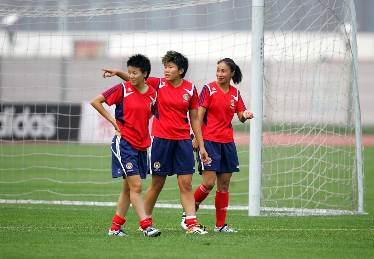 2007年9月18日,中国天津,中国国家女子足球队进行半封闭训练.马晓旭,