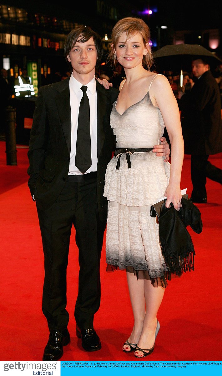 london - february 19:  (l-r) actors james mcavoy and anne-marie 
