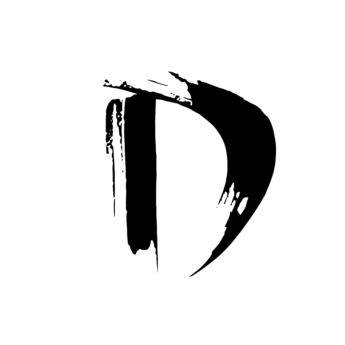 letter d. handwritten by dry brush. rough strokes font. vector i