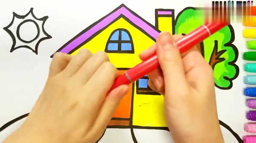 儿童优质简笔画,水彩画,我的家,小房子