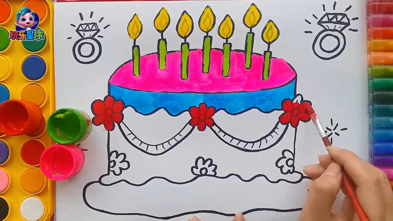 儿童绘画技巧给生日蛋糕涂色