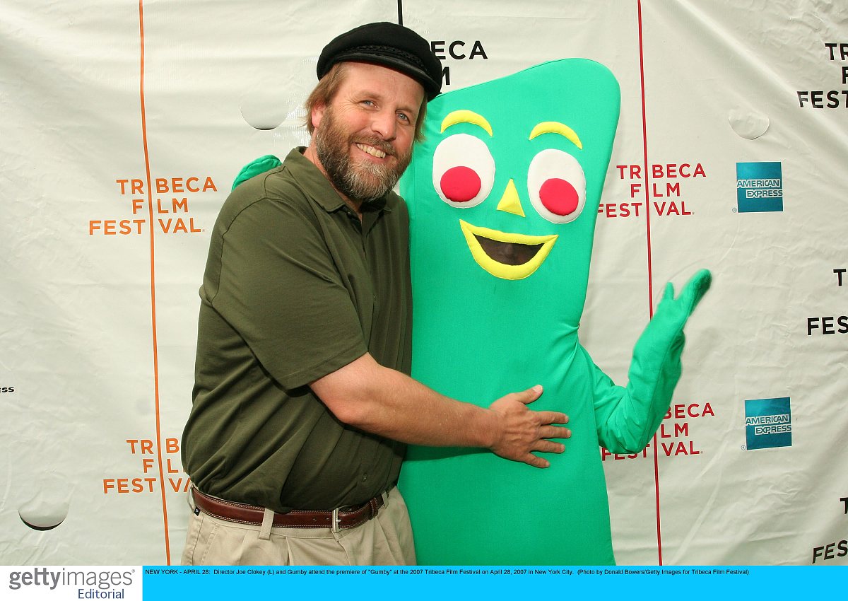 new york - april 28:  director joe clokey (l) and gumby attend t
