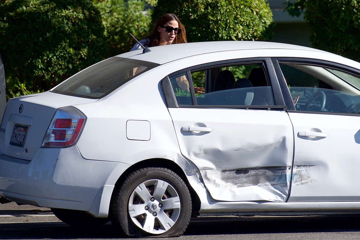 Beautiful Woman Steps Out of Car at KFC on Sunny Day