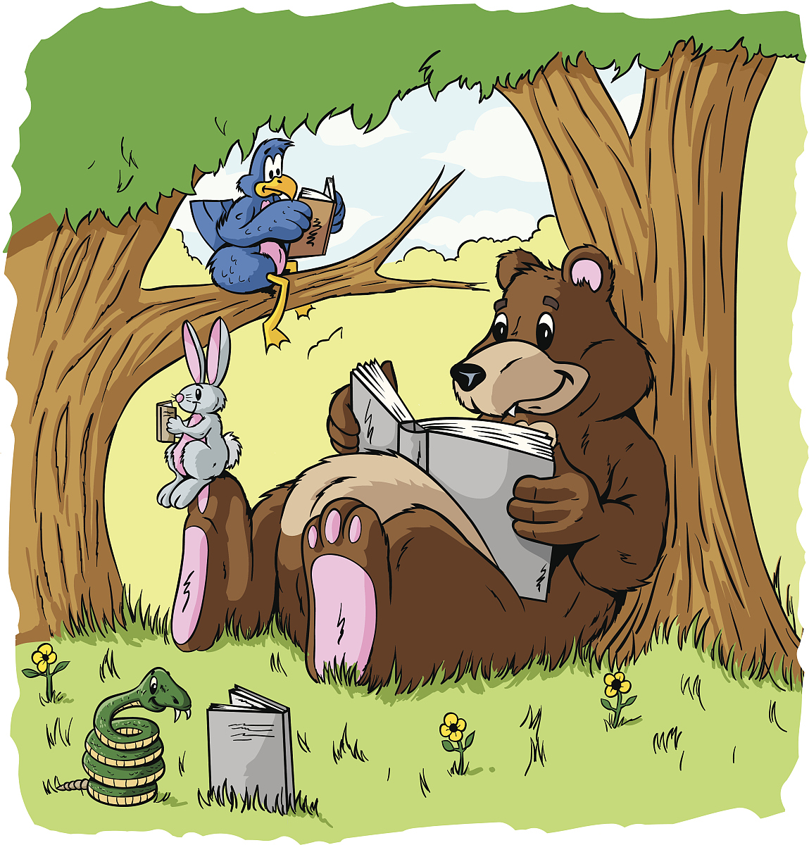 讲一个笑话故事有一天一只熊在森林里遇到了一只兔子。熊问兔子：你是不是觉得你比我跑得快？兔子回答：是的我跑得比你快。熊说：那我们来比赛看看谁跑得更快。于是他们开始比赛。熊一直跑跑跑最后终于追上了兔子。熊说：兔子我赢了你觉得怎么样？兔子回答：你赢了但是你忘了一件事情。熊问：什么事情？兔子说：你忘了我有个秘密武器。熊问：什么秘密武器？兔子回答：我的飞行器。继续