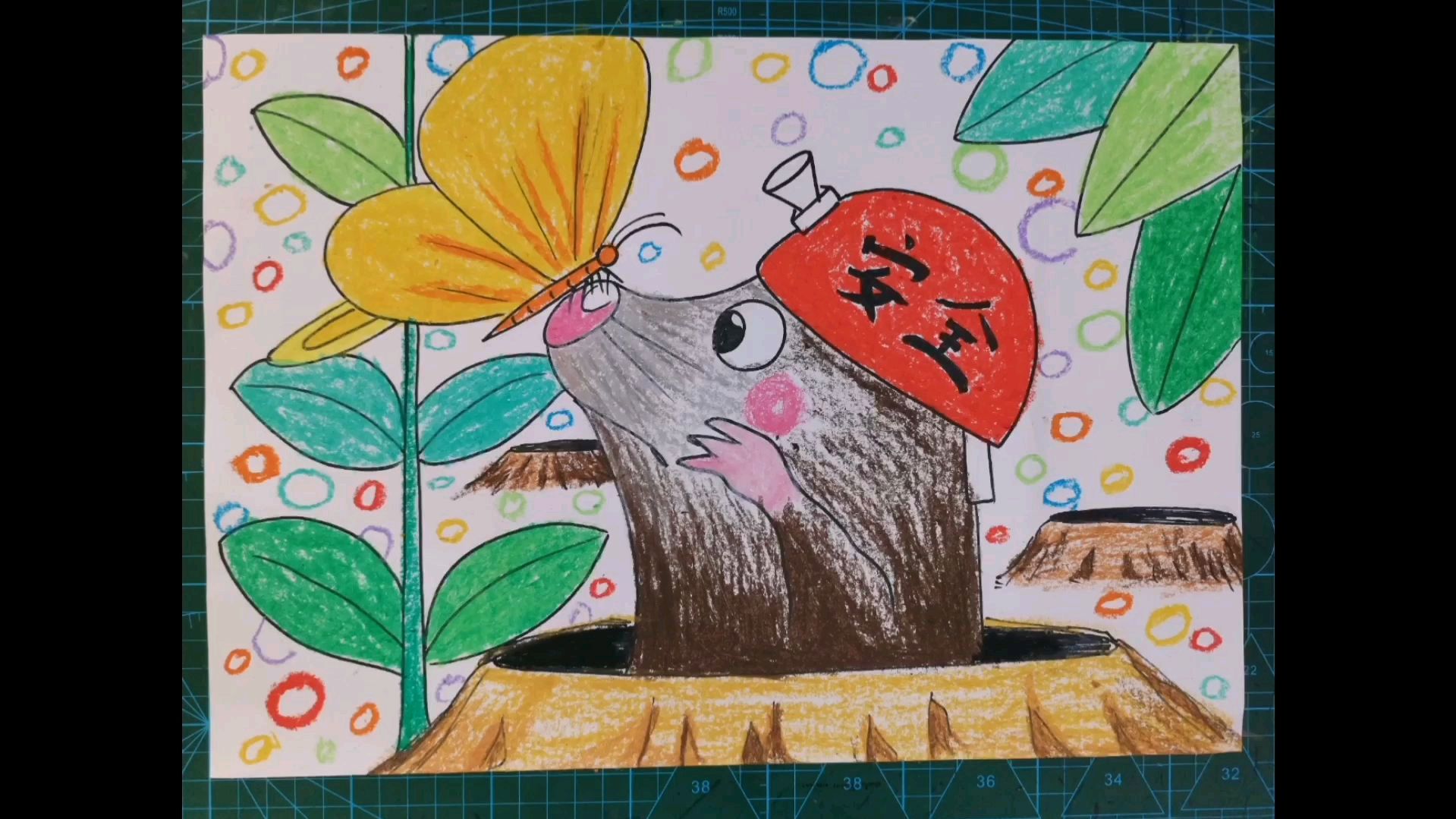 油画棒范画鼹鼠矿工绘画教程