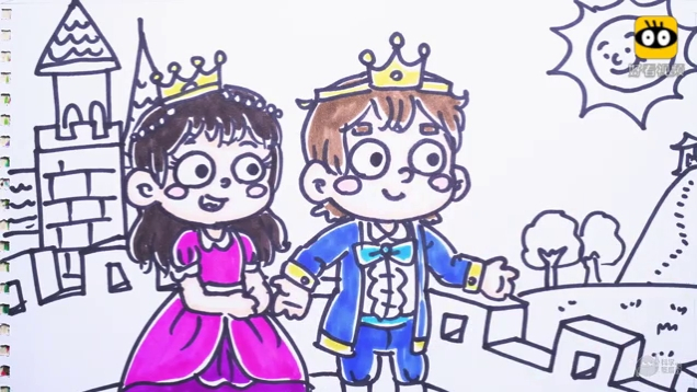 神笔简笔画 中外童话 王子和公主婚礼,儿童绘画马克笔教程大全