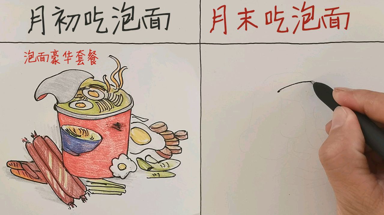 同样吃泡面,月初和月末的区别?戳中心窝了,哈哈~