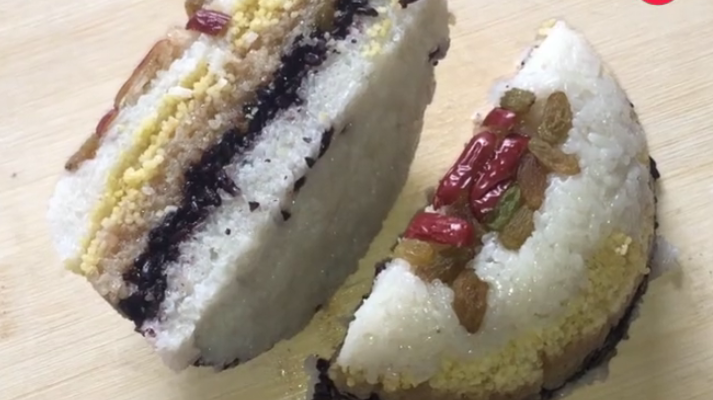 自制糯米年糕,一张保鲜膜一个碗搞定,香甜软糯,比买的还好吃!